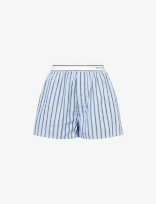 Serif Logo Striped Cotton-Poplin Boxer Shorts by SPORTY&RICH