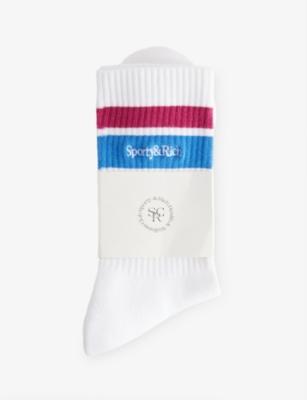 Serif Logo Striped Stretch-Cotton Blend Socks by SPORTY&RICH