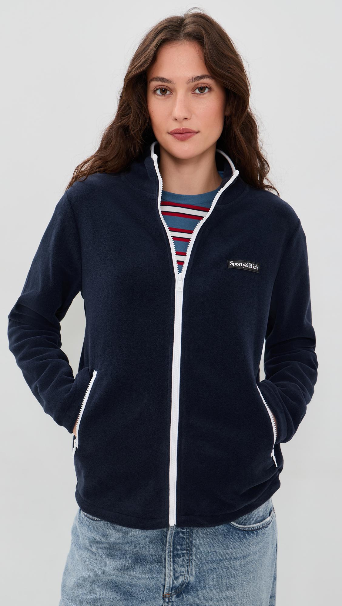 Serif Logo Zipped Polar Fleece by SPORTY&RICH