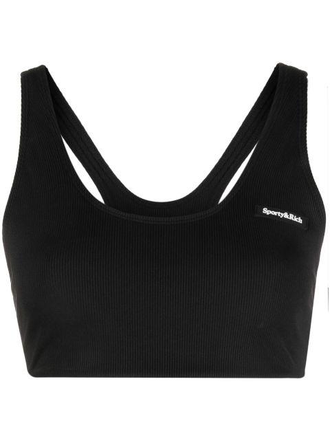 Serif logo-patch ribbed bra by SPORTY&RICH