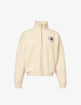Sporty & Rich x Prince brand-print zip-up cotton-jersey sweatshirt by SPORTY&RICH