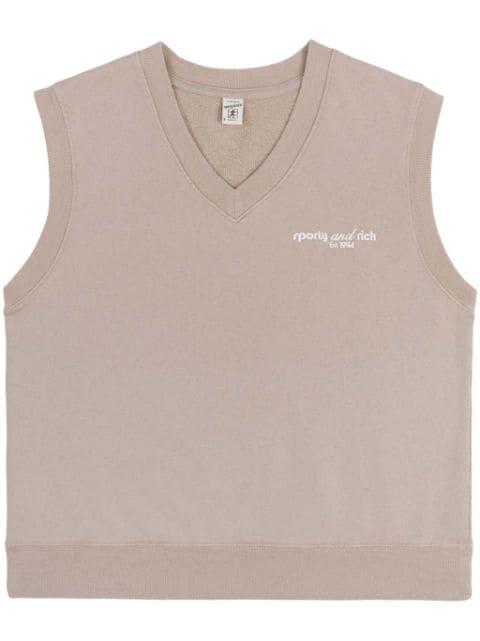 Tank logo-embroidered cotton vest by SPORTY&RICH