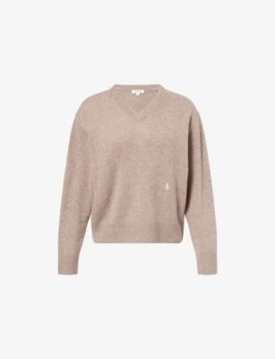 V-Neck Embroidered-Logo Cashmere-And-Wool Jumper by SPORTY&RICH