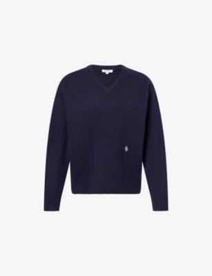 V-Neck Embroidered-Logo Cashmere-And-Wool Jumper by SPORTY&RICH