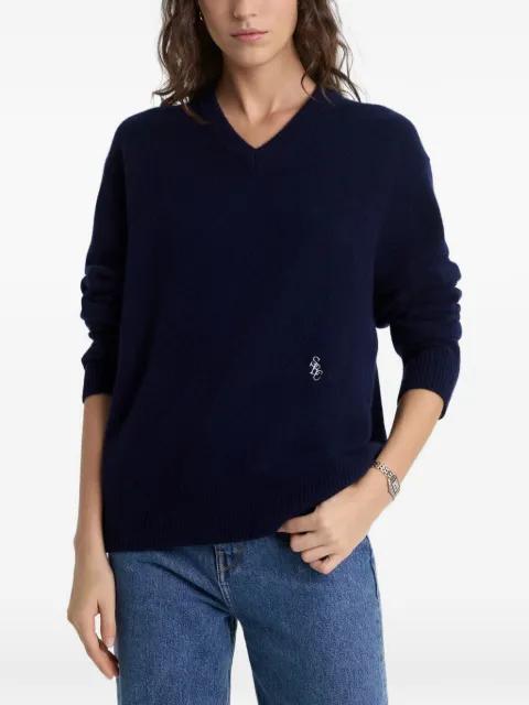 V-neck embroidered-logo sweater by SPORTY&RICH