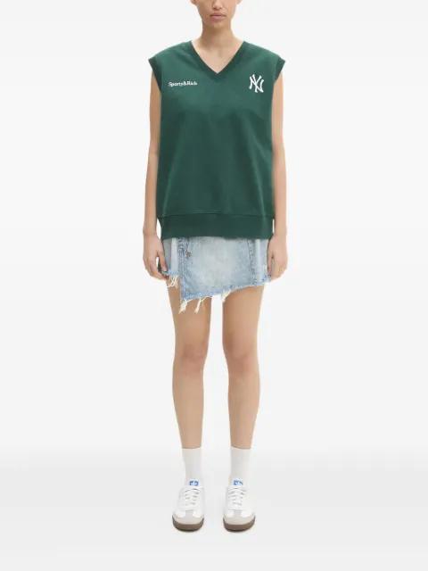 Yankees Serif  V-neck logo-embroidered top by SPORTY&RICH
