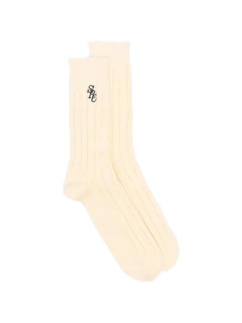 cable-knit logo-embroidered socks by SPORTY&RICH