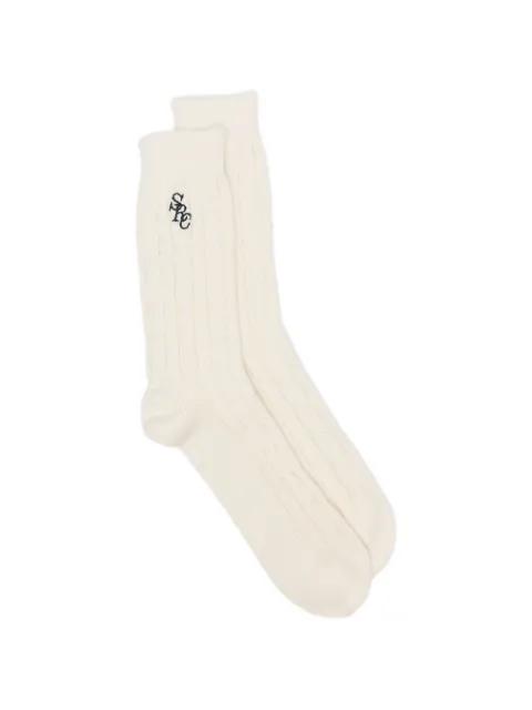 cable-knit logo-embroidered socks by SPORTY&RICH