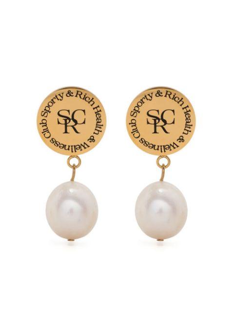 logo-button pearl-drop earrings by SPORTY&RICH