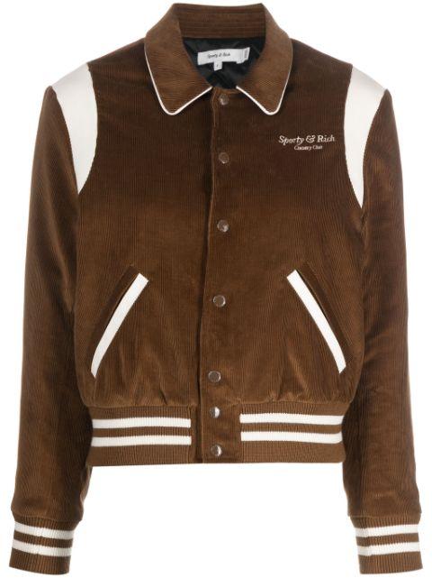 logo-embroidered corduroy bomber jacket by SPORTY&RICH