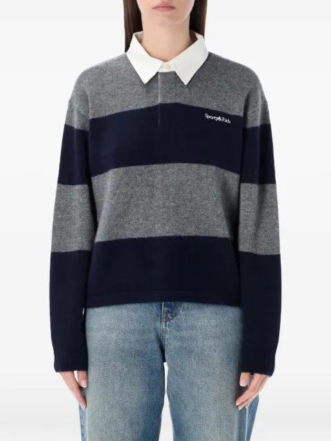 logo-embroidered striped-pattern polo collar by SPORTY&RICH