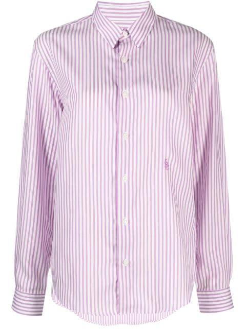 logo-embroidered striped shirt by SPORTY&RICH