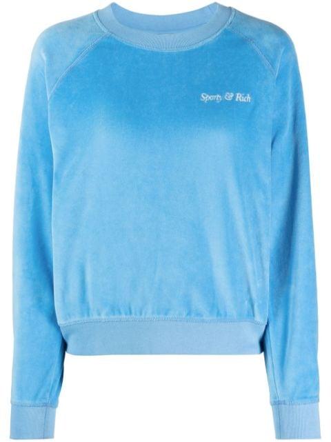 logo-embroidered velvet sweatshirt by SPORTY&RICH