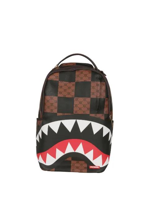 Enlarged Check shark-print backpack by SPRAYGROUND
