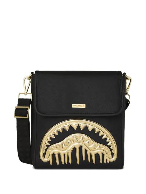 Gold and Dangerous shark-detail messenger bag by SPRAYGROUND
