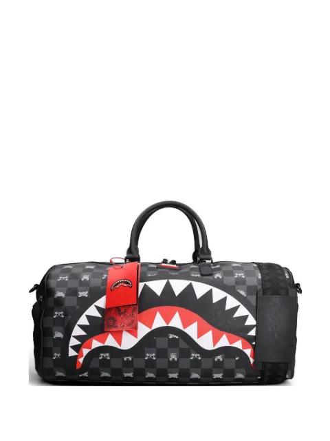 check-pattern shark-print duffle bag by SPRAYGROUND