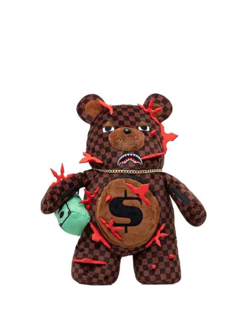 checked-pattern bear-shape backpack by SPRAYGROUND