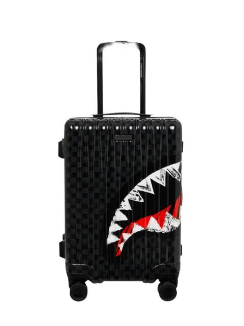shark-graphic checkered-pattern luggage by SPRAYGROUND