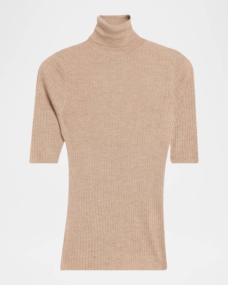Rib-Knit Cashmere Turtleneck Top by SPRWMN