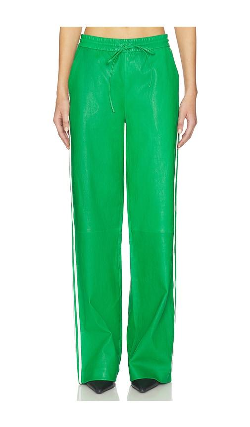SPRWMN Baggy Leather Athletic Sweatpants in Green by SPRWMN