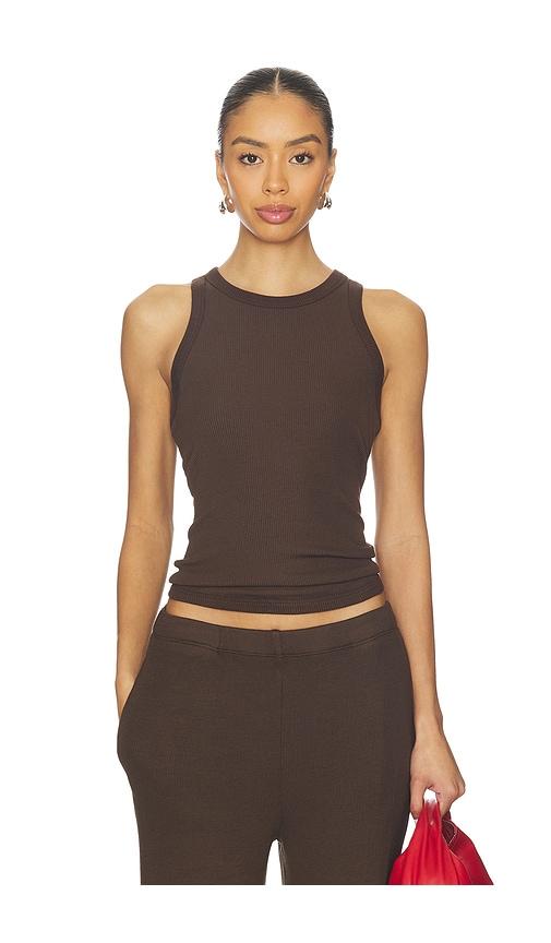 SPRWMN Rib Racer Tank in Chocolate by SPRWMN