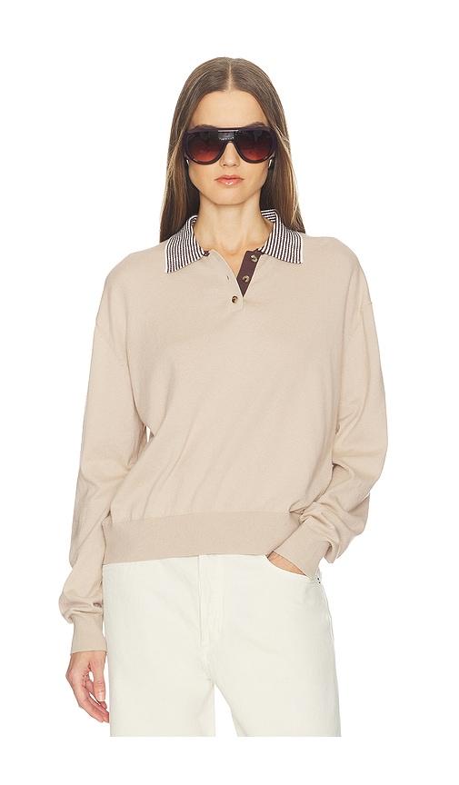 SRG Marielle Long Sleeve Knit Polo in Tan by SRG