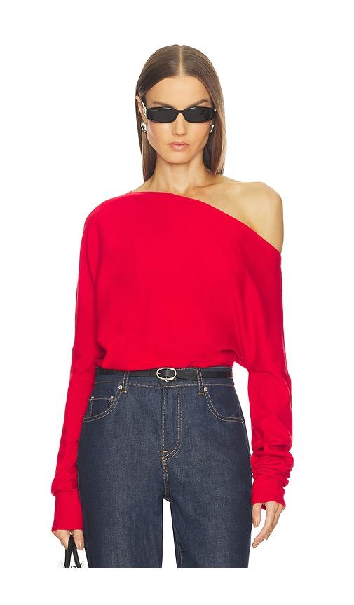SRG Yolaine Cashmere Off-shoulder Sweater in Red by SRG