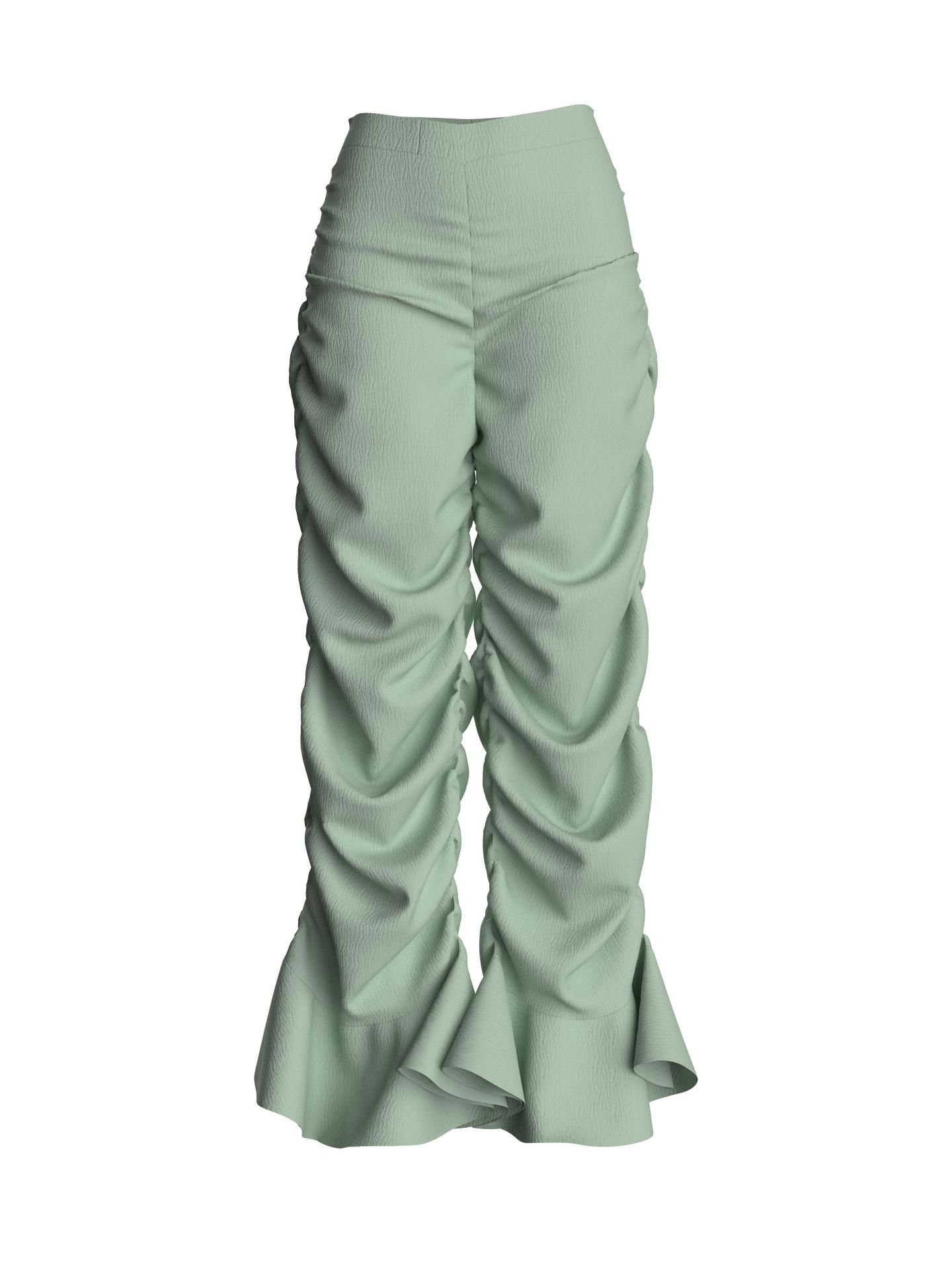 Green Gathered Trousers by SRITAOZ