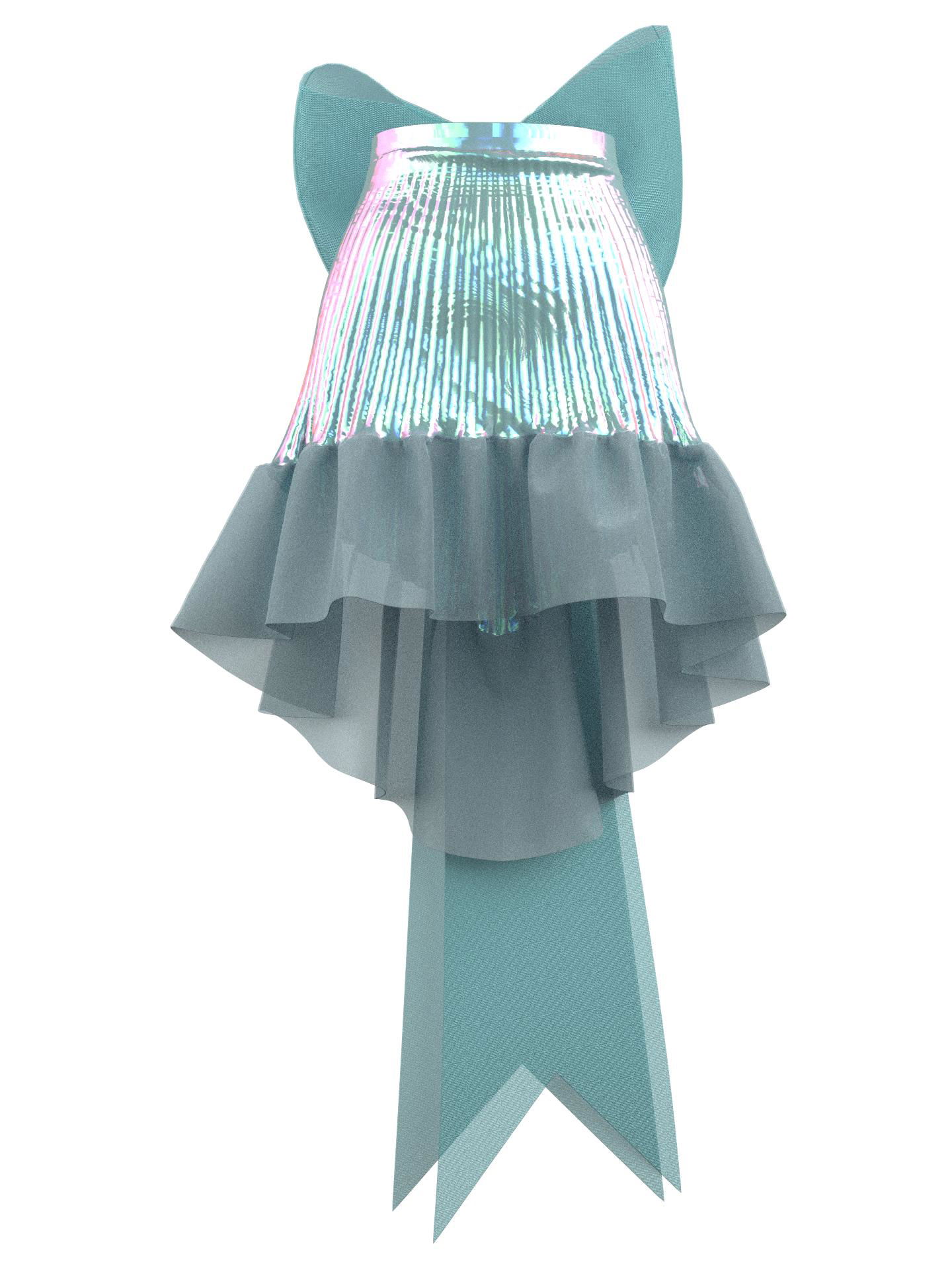 Holographic Ruffle Skirt by SRITAOZ