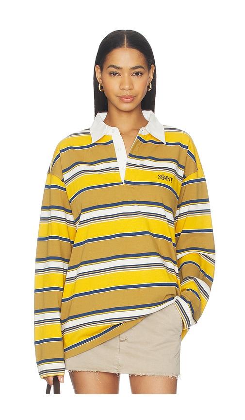 SSAINT Cruz Rugby Polo Shirt in Mustard,Blue by SSAINT