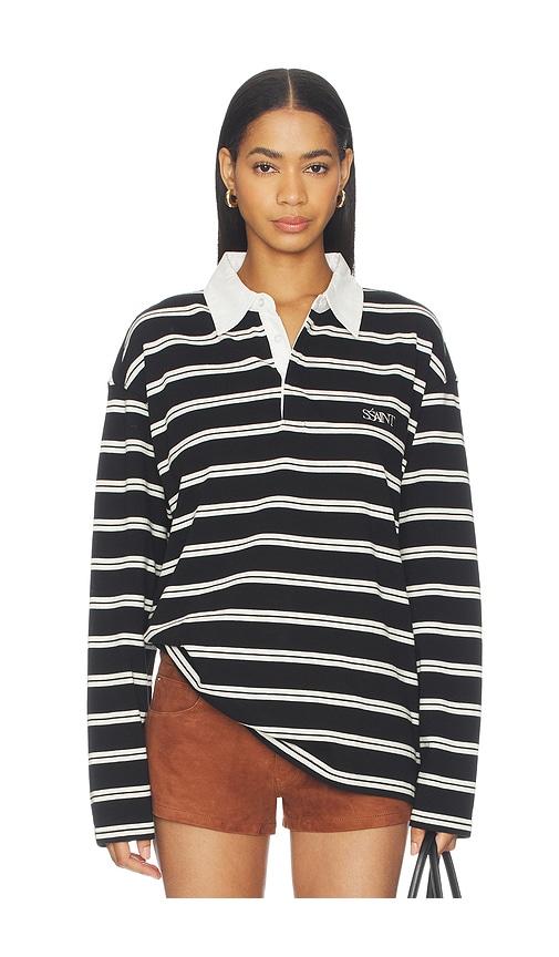 SSAINT Dylan Rugby Polo Shirt in Black,White by SSAINT