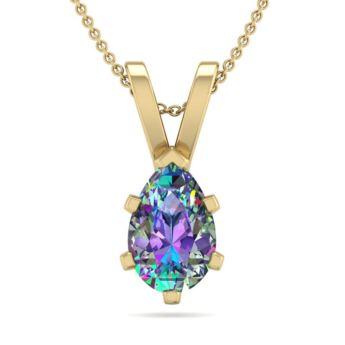 3/4 Carat Pear Shape Mystic Topaz Necklace In 14 Karat Yellow  Over Sterling Silver by SSELECTS