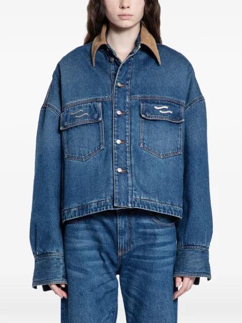 contrasting-collar denim jacket by SSHEENA