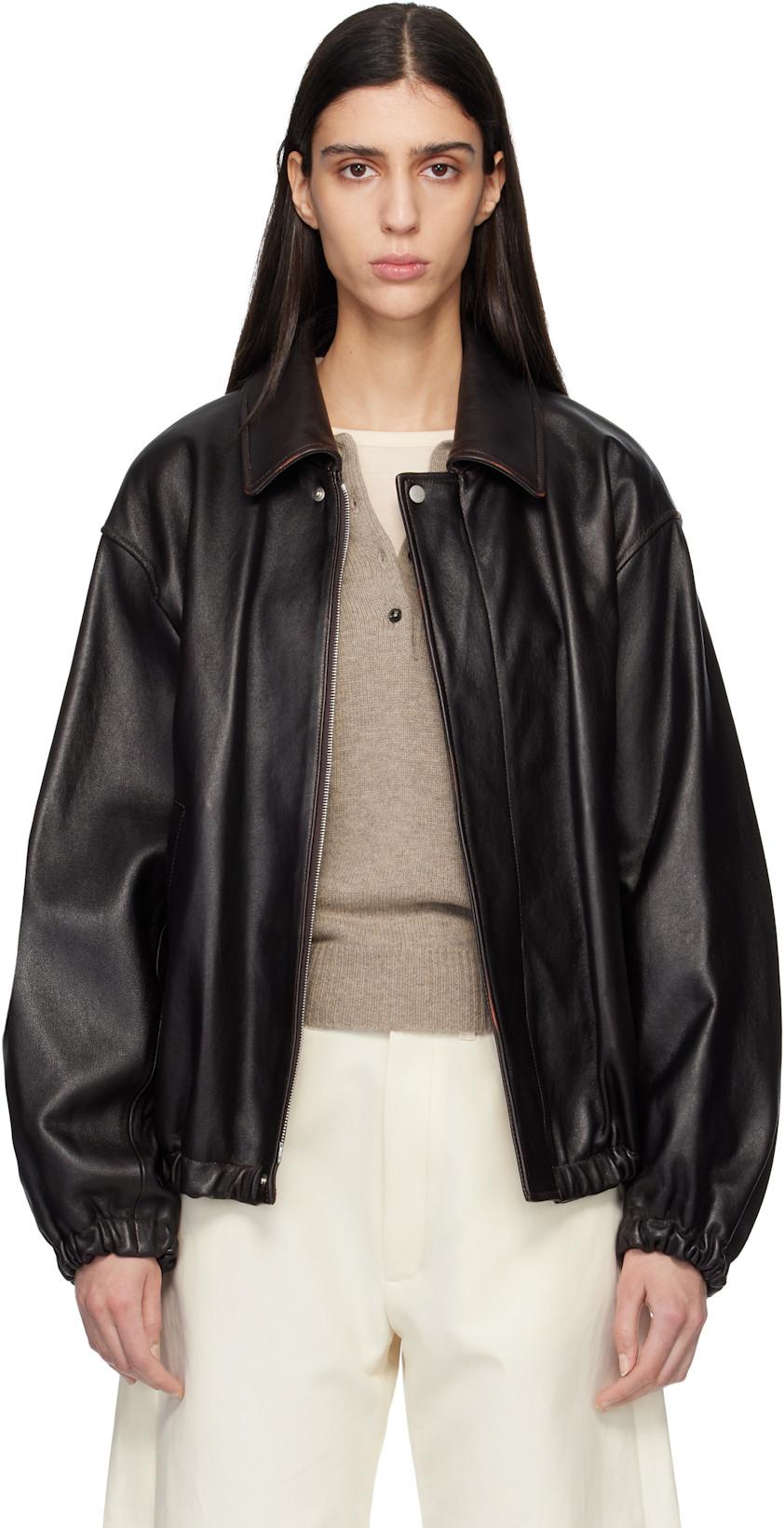 Black Sheep Leather Zip Short Jacket by SSSTEIN