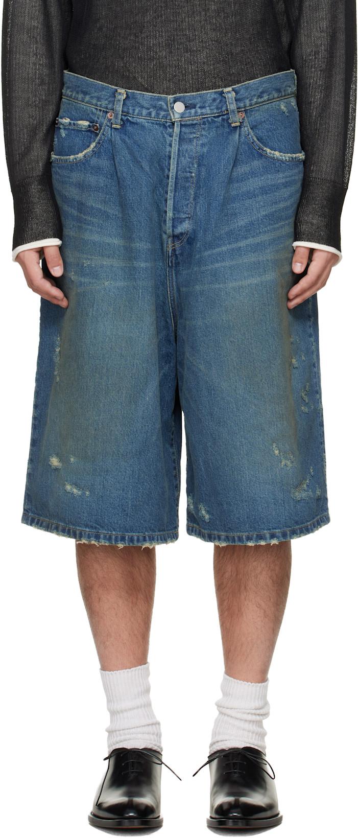 Blue Baggy Denim Shorts by SSSTEIN