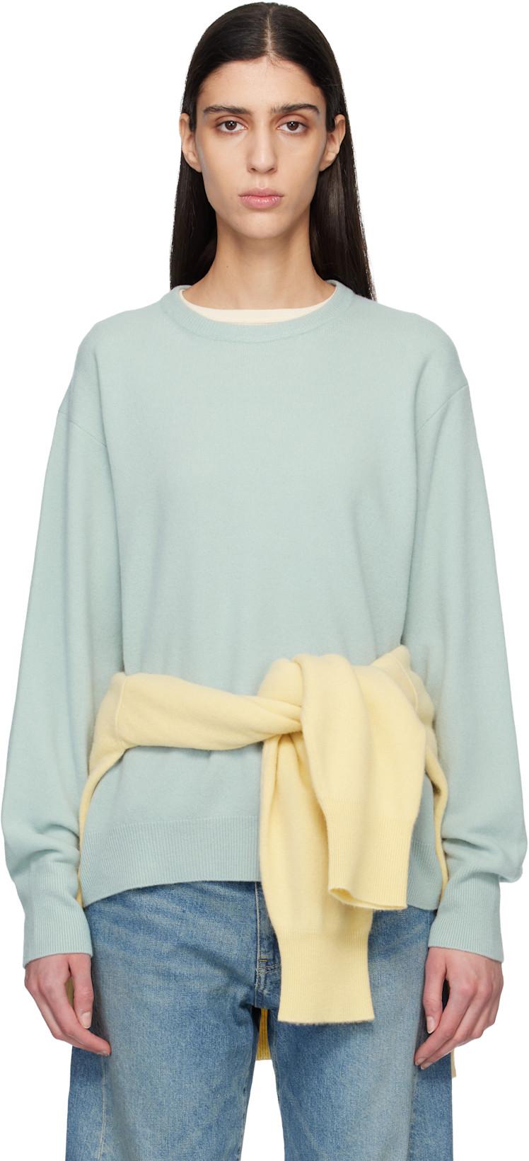 Blue Extra Fine Wool Knit Sweater by SSSTEIN