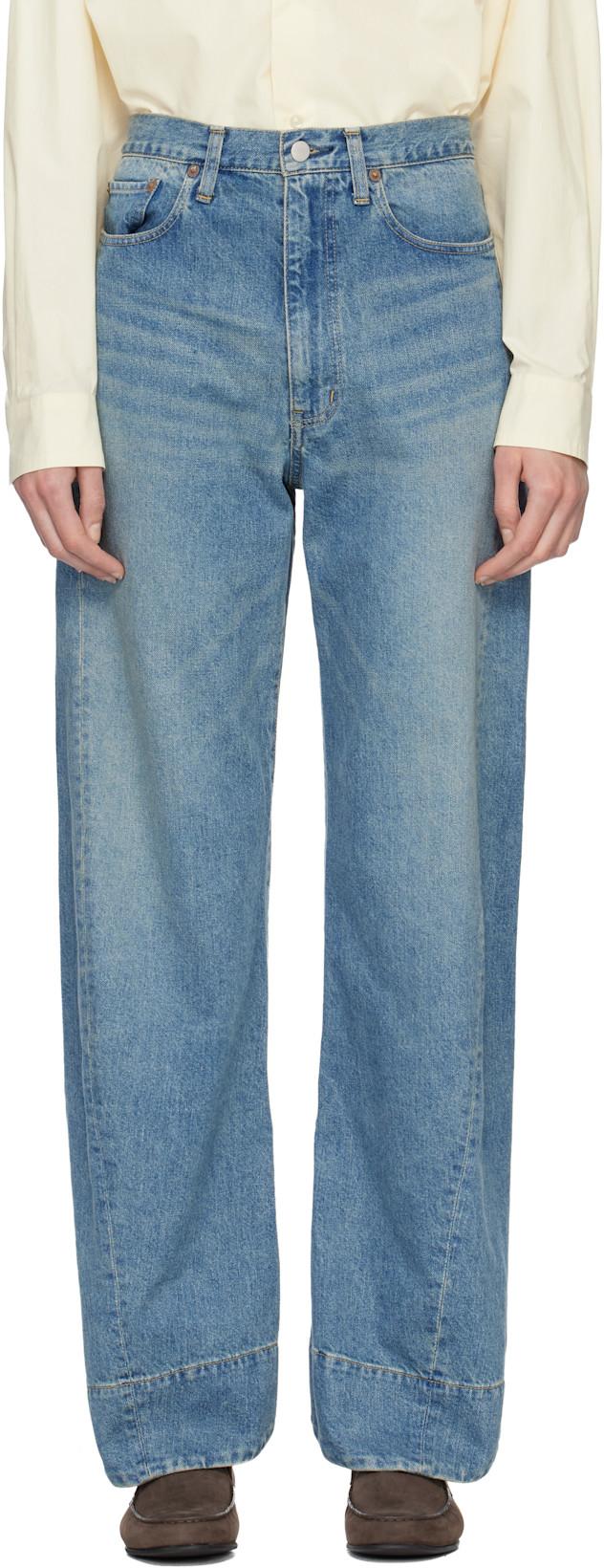 Blue Twist Cut Jeans by SSSTEIN