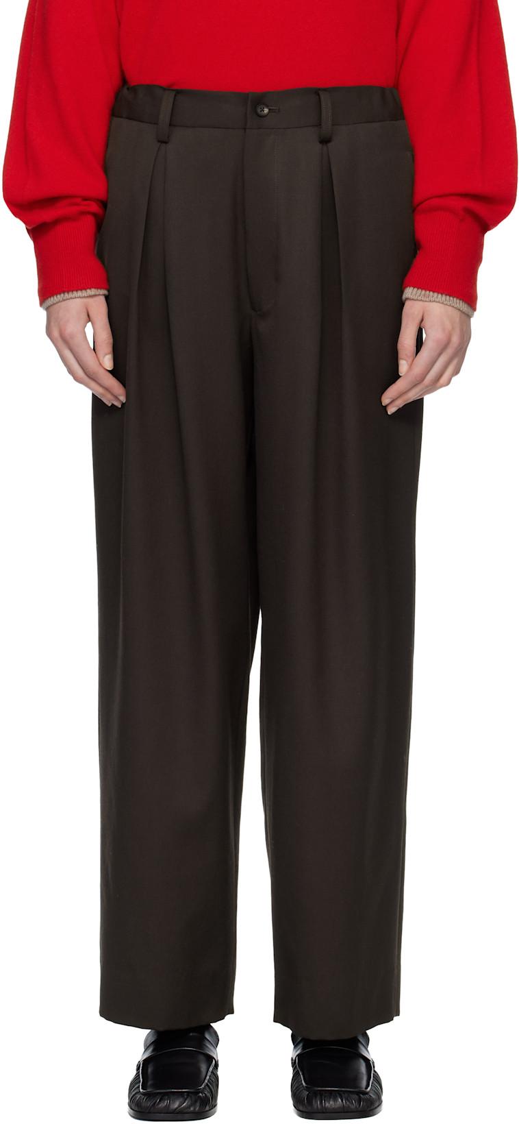 Brown Easy Wide Trousers by SSSTEIN