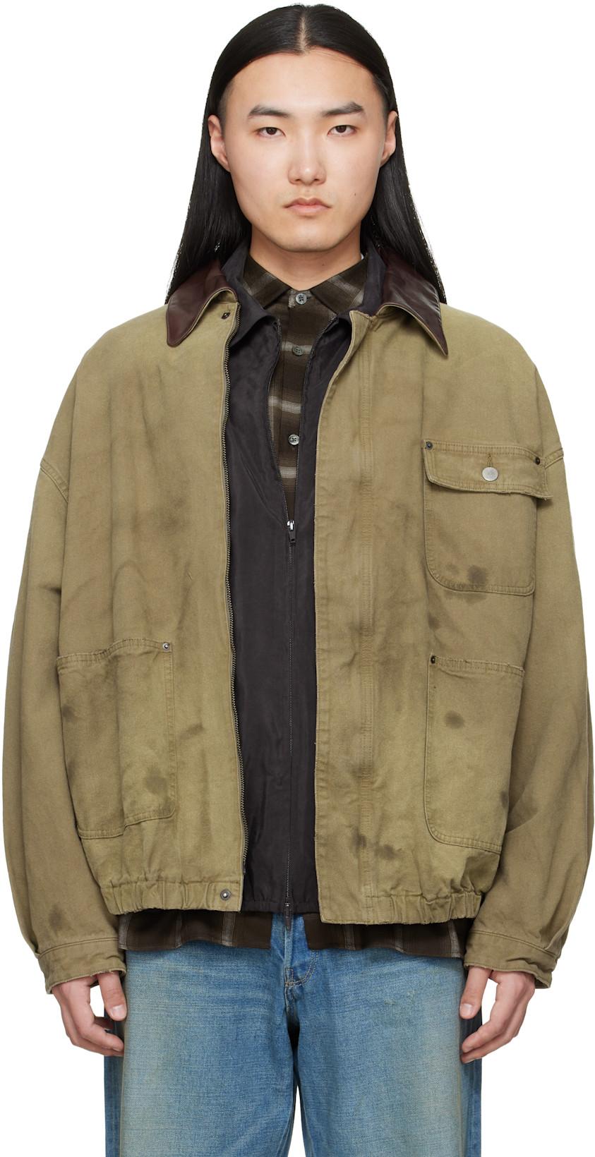 Khaki Sulfur Dyed Oxford Vintage Jacket by SSSTEIN