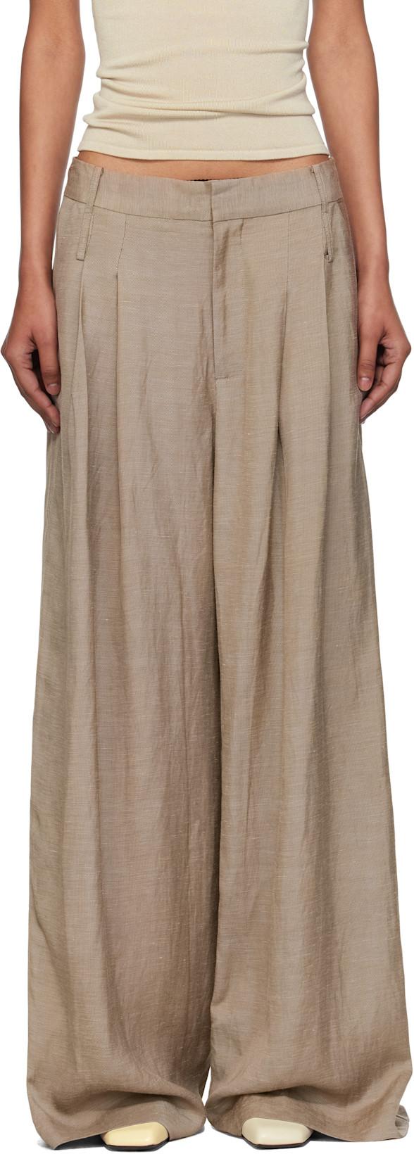 Beige Melange Double Loop Trousers by ST. AGNI