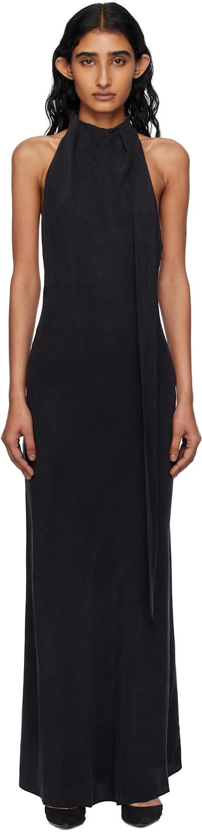 Black Bias Scarf Maxi Dress by ST. AGNI