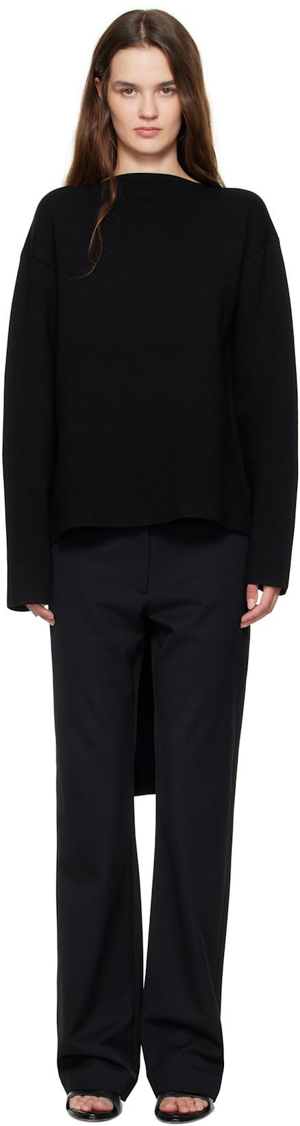 Black Milano Knit Scarf Sweater by ST. AGNI
