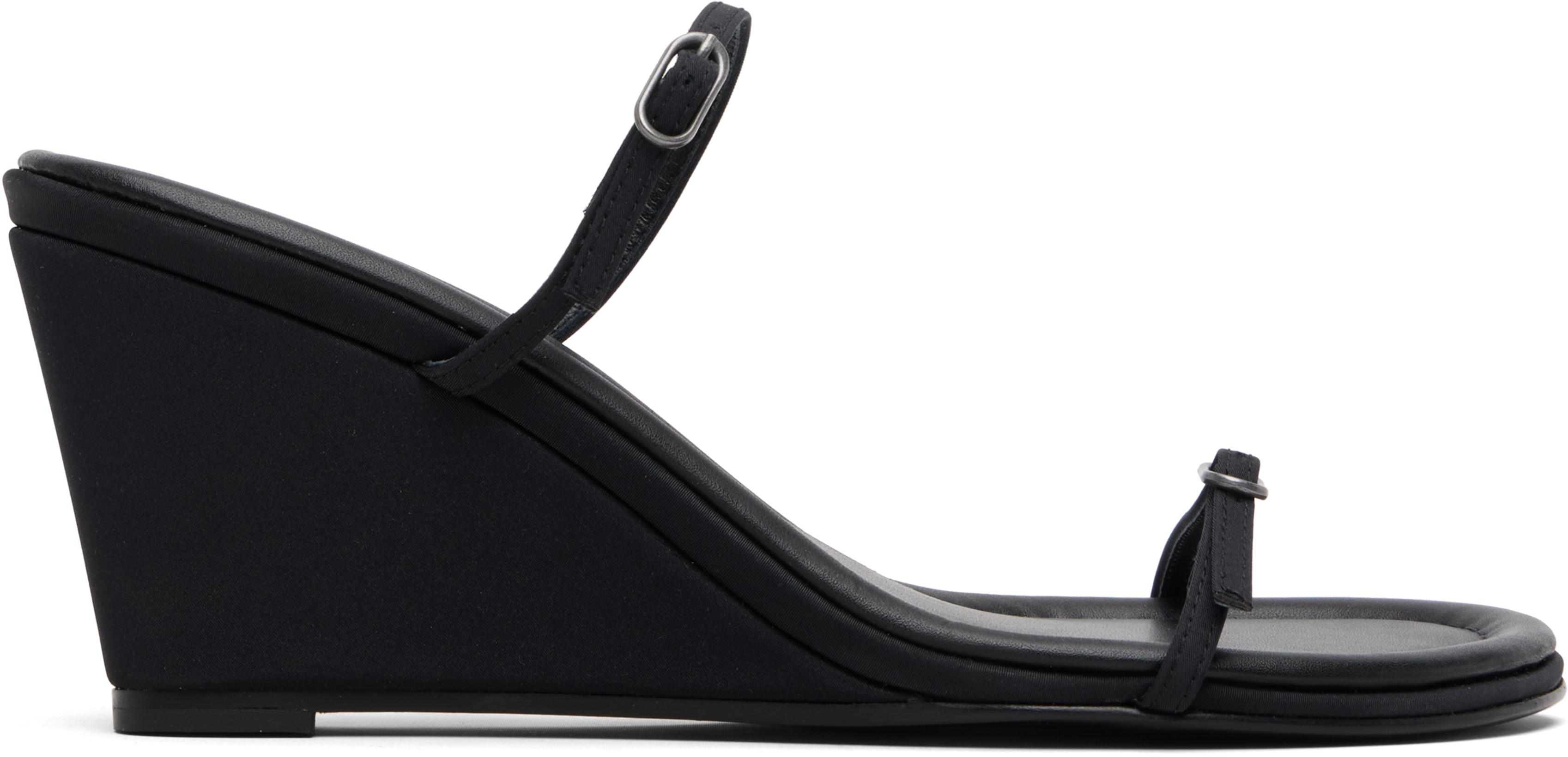 Black Petit Belt Detail Wedge Heeled Sandals by ST. AGNI
