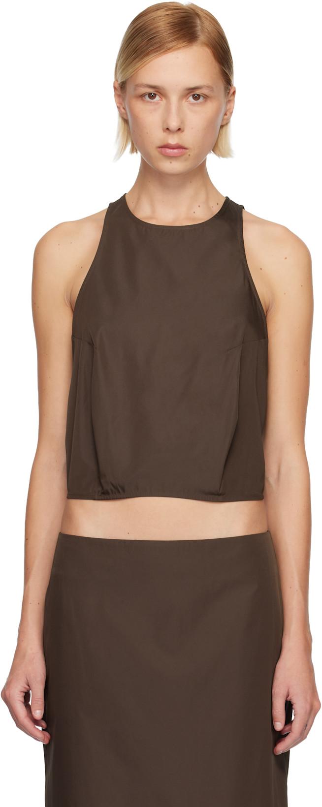 Brown Paper Taffeta Cocoon Top by ST. AGNI