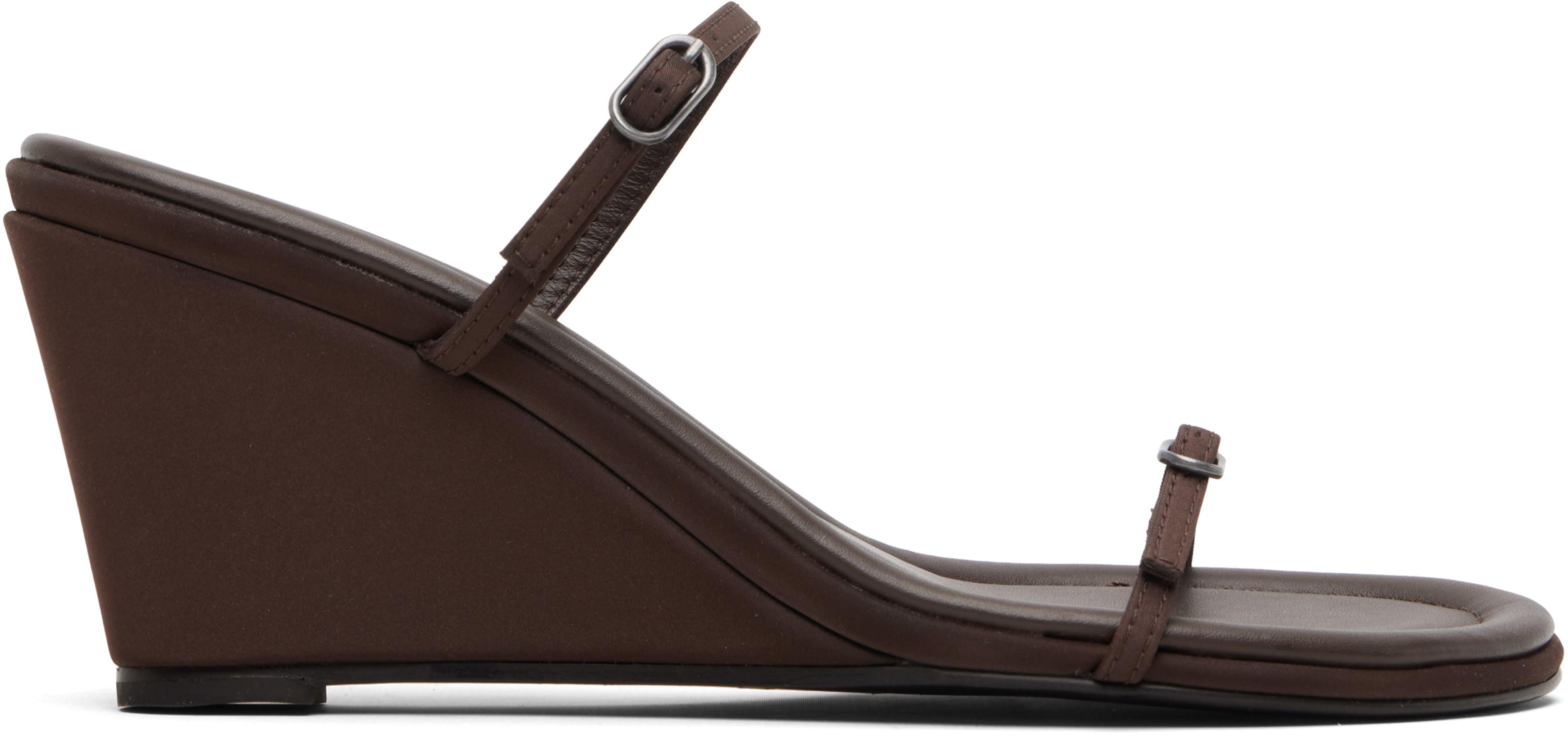 Brown Petit Belt Detail Wedge Heeled Sandals by ST. AGNI