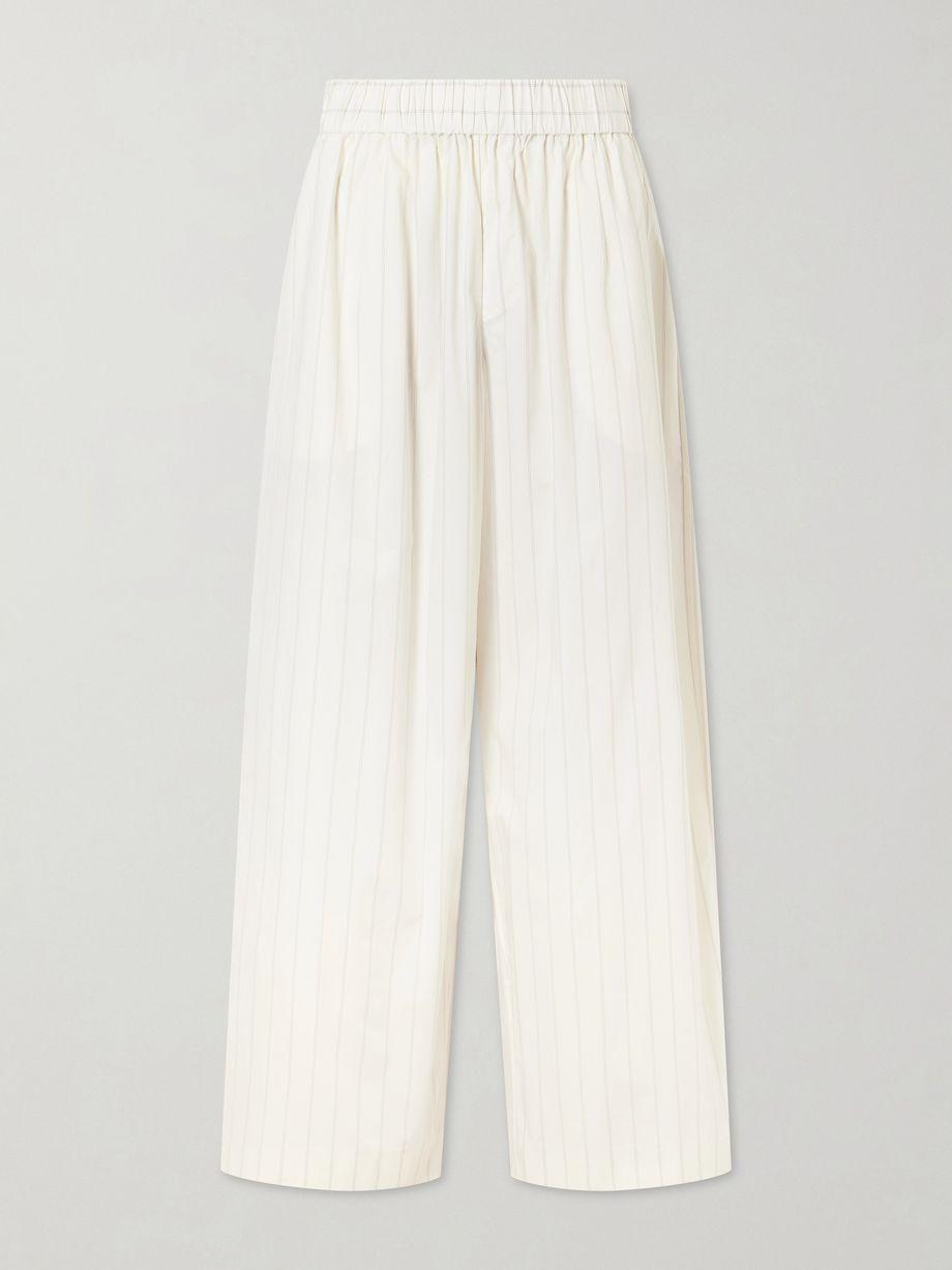Everyday striped cotton-blend poplin wide-leg pants by ST. AGNI