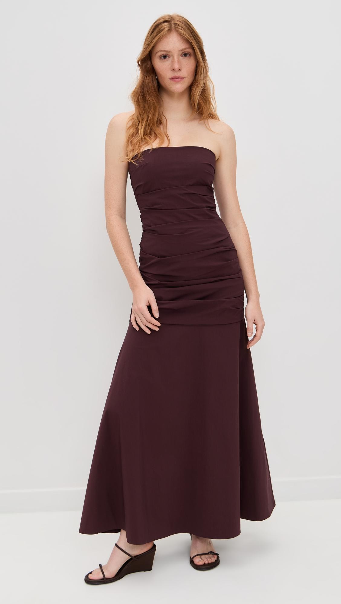 Gathered Strapless Longline Dress by ST. AGNI