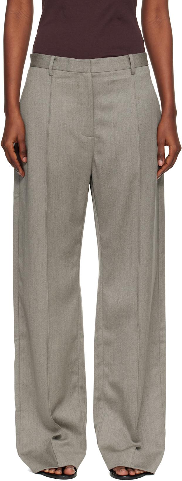 Gray Oupa Pintuck Trousers by ST. AGNI