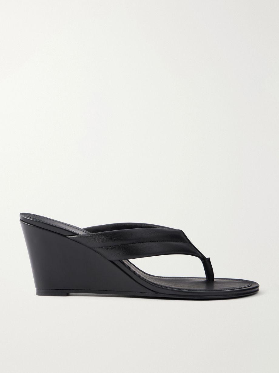 Leather wedge thong sandals by ST. AGNI