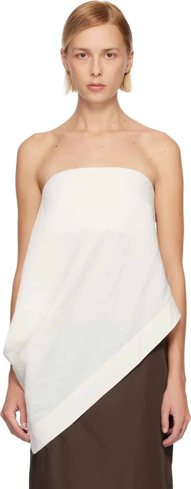 Off-White Cloud Asymm Drape Top by ST. AGNI
